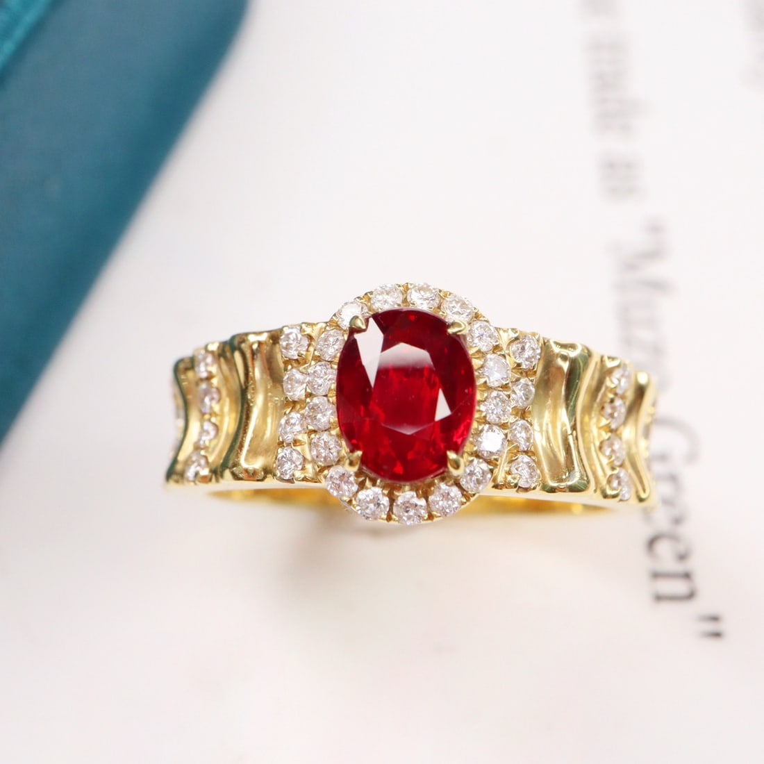 14k Gold 1.51 Ctw Vivid Red Natural Ruby & Diamond Ring - 2