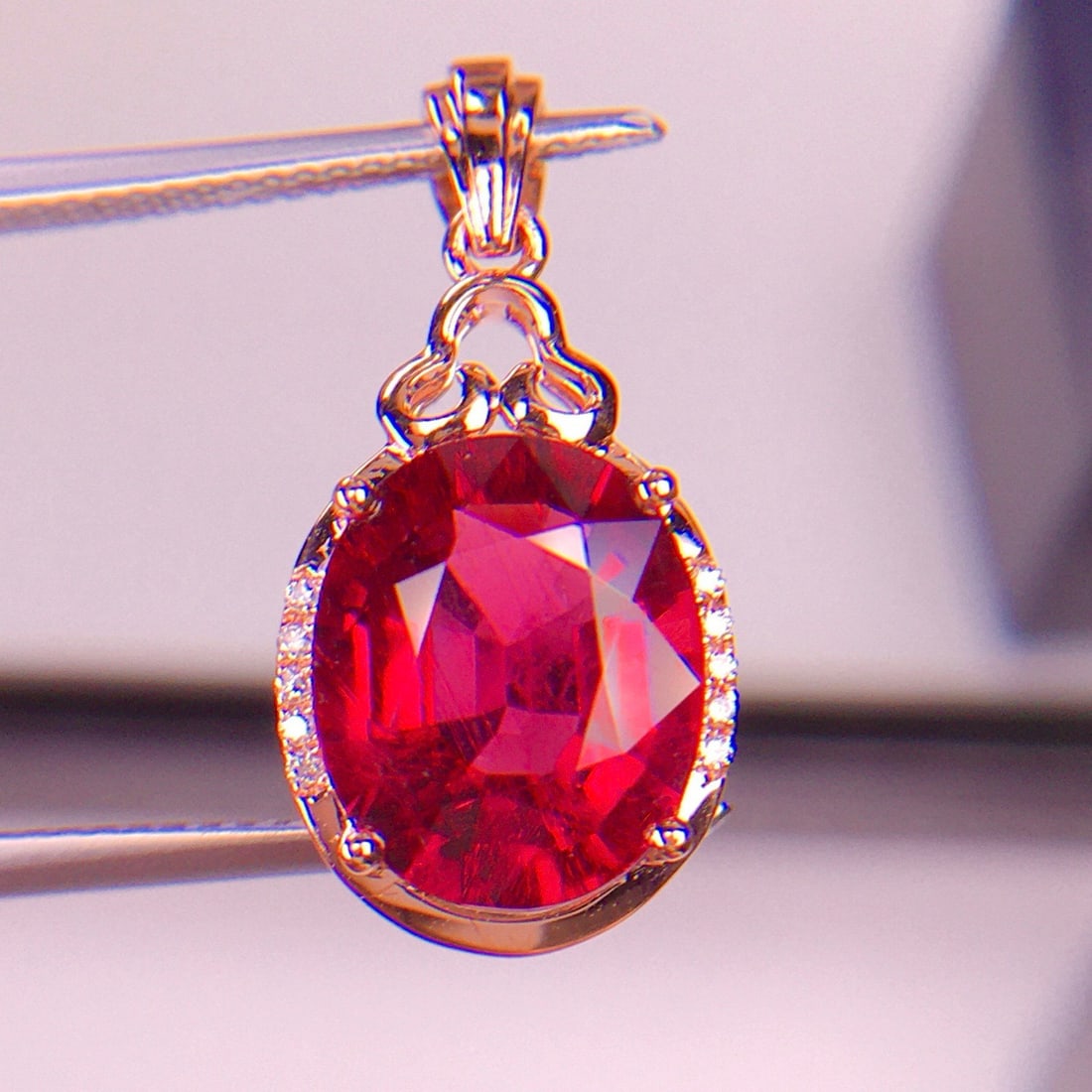 14k Gold 4.05 Ct Natural Tourmaline & Diamond Pendant( Without Chain ) - 2