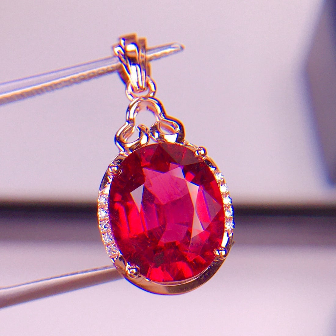 14k Gold 4.05 Ct Natural Tourmaline & Diamond Pendant( Without Chain ) - 4