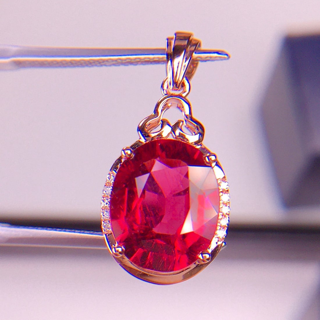 14k Gold 4.05 Ct Natural Tourmaline & Diamond Pendant( Without Chain ) - 5