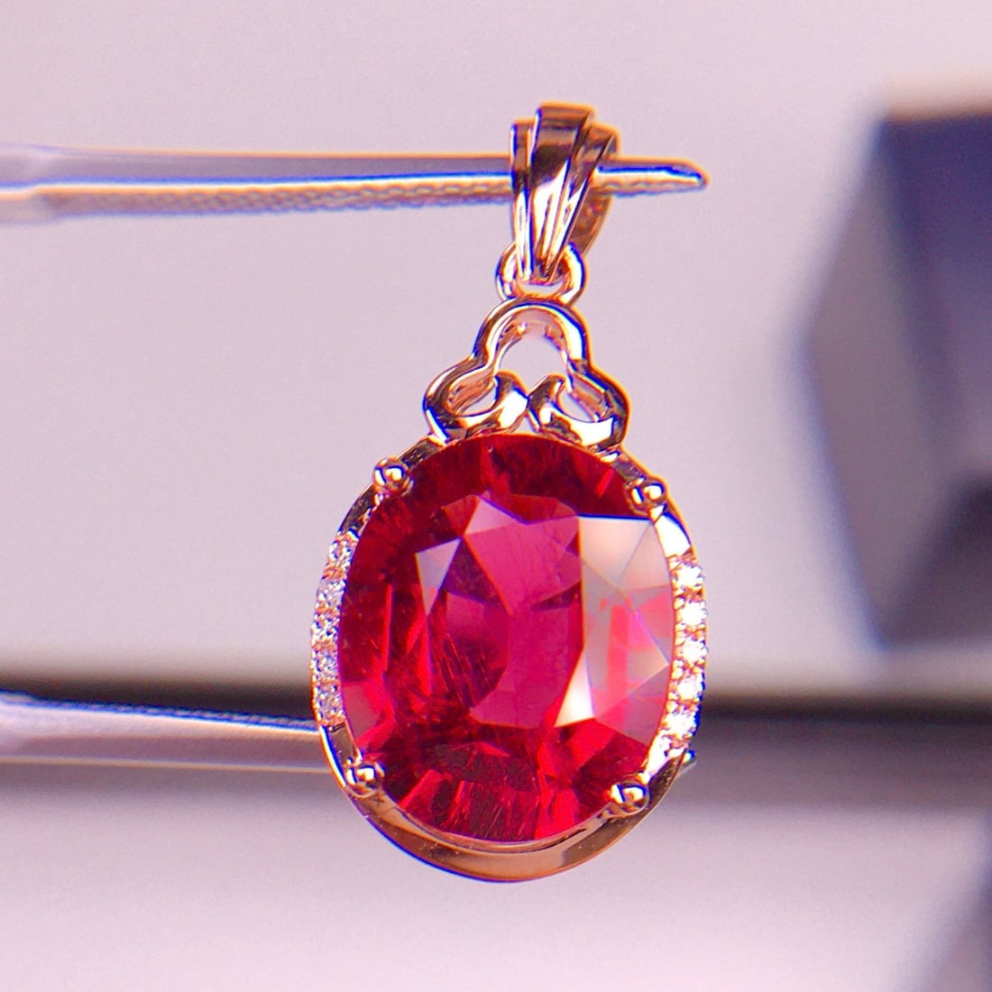 14k Gold 4.05 Ct Natural Tourmaline & Diamond Pendant( Without Chain ) - 6