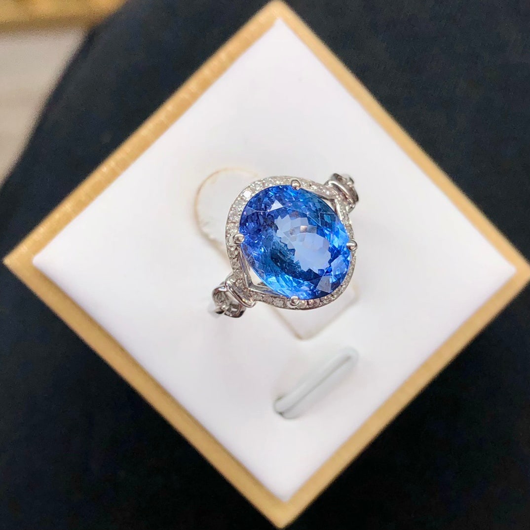 14k Gold 4.22 Ctw Natural Tanzanite & Diamond Ring - 3