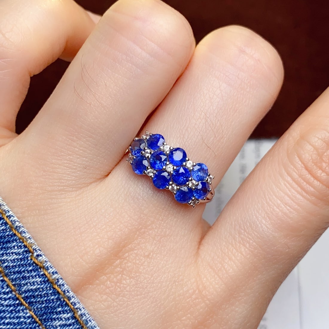 14k Gold 2.30 Ct Natural Sapphire & Sapphire Ring - 5