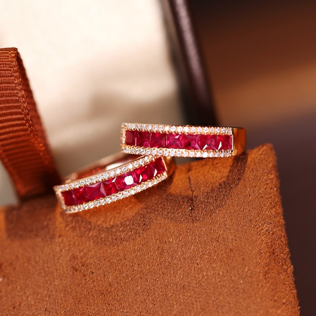 14k Gold 1.38 Ctw Natural Ruby & Diamond Earrings - 5