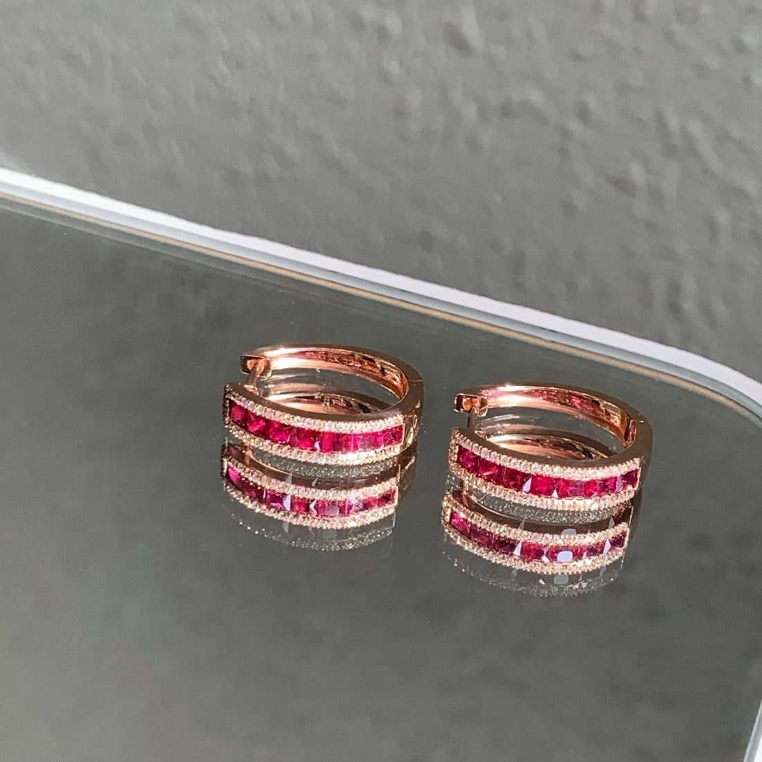 14k Gold 1.38 Ctw Natural Ruby & Diamond Earrings - 7