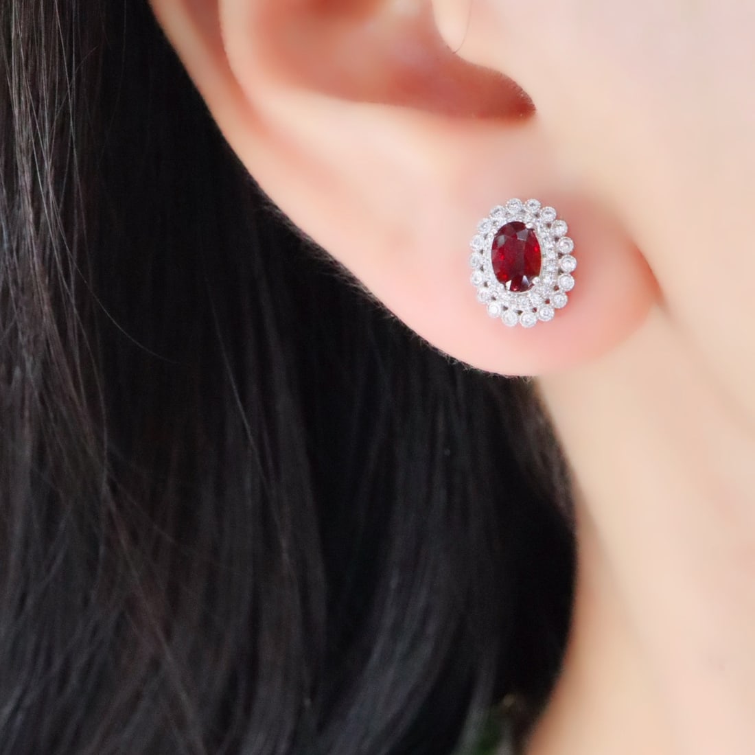 14k Gold 1.32 Ctw Vivid Red Natural Ruby & Diamond Earrings - 4