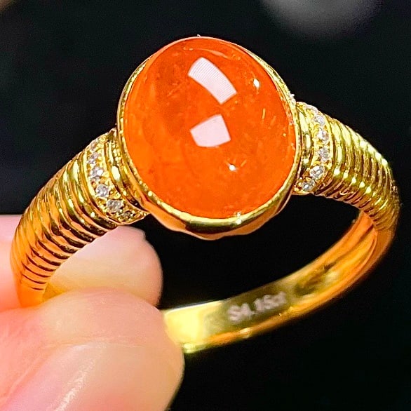 14k Gold 4.15 Ct Natural Spessartine & Diamond Ring - 3