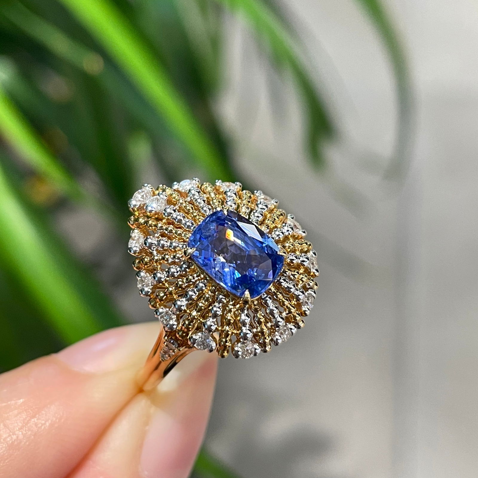 14k Gold 1.88 Ct Natural Sapphire & Diamond Ring - 3