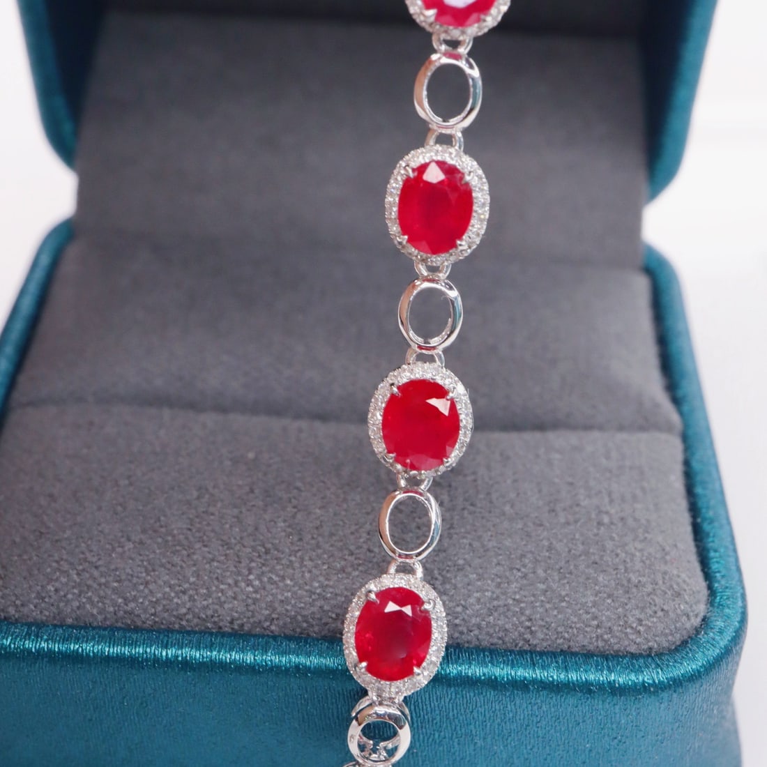 14k Gold 5.45 Ctw Vivid Red Natural Ruby & Diamond Bracelet - 2