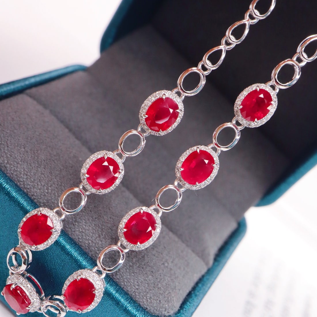 14k Gold 5.45 Ctw Vivid Red Natural Ruby & Diamond Bracelet - 5