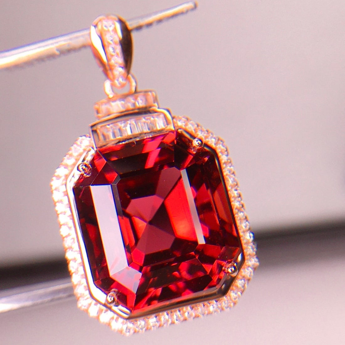 14k Gold 11.68 Ct Natural Tourmaline & Diamond Pendant( Without Chain ) - 2