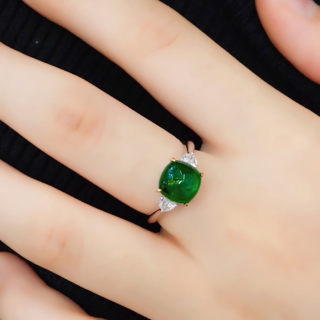 14k Gold 3.22 Ctw Vivid Green Natural Emerald & Diamond Ring - 3