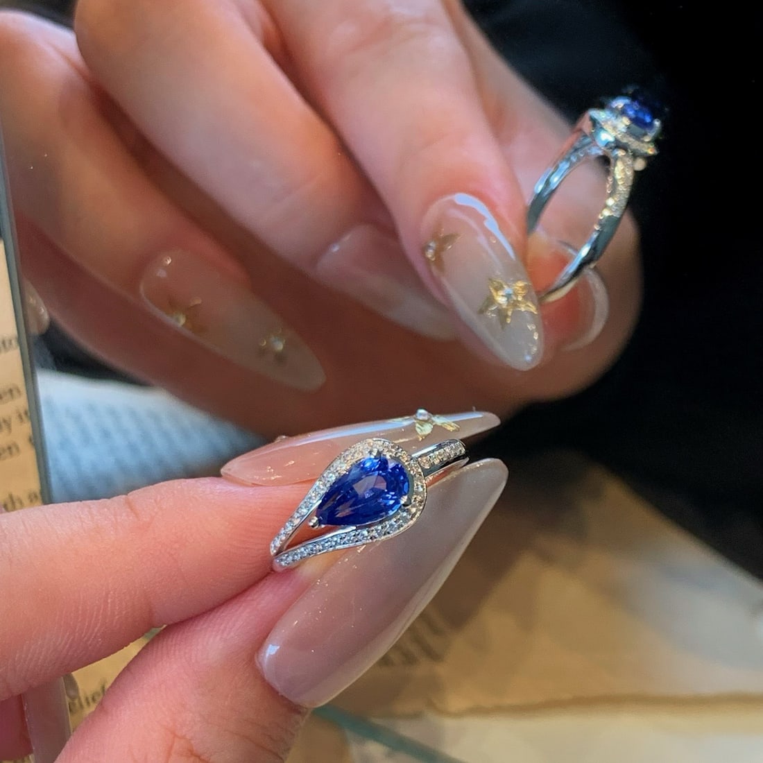 14k Gold 1.47 Ctw Natural Sapphire & Diamond Ring - 6