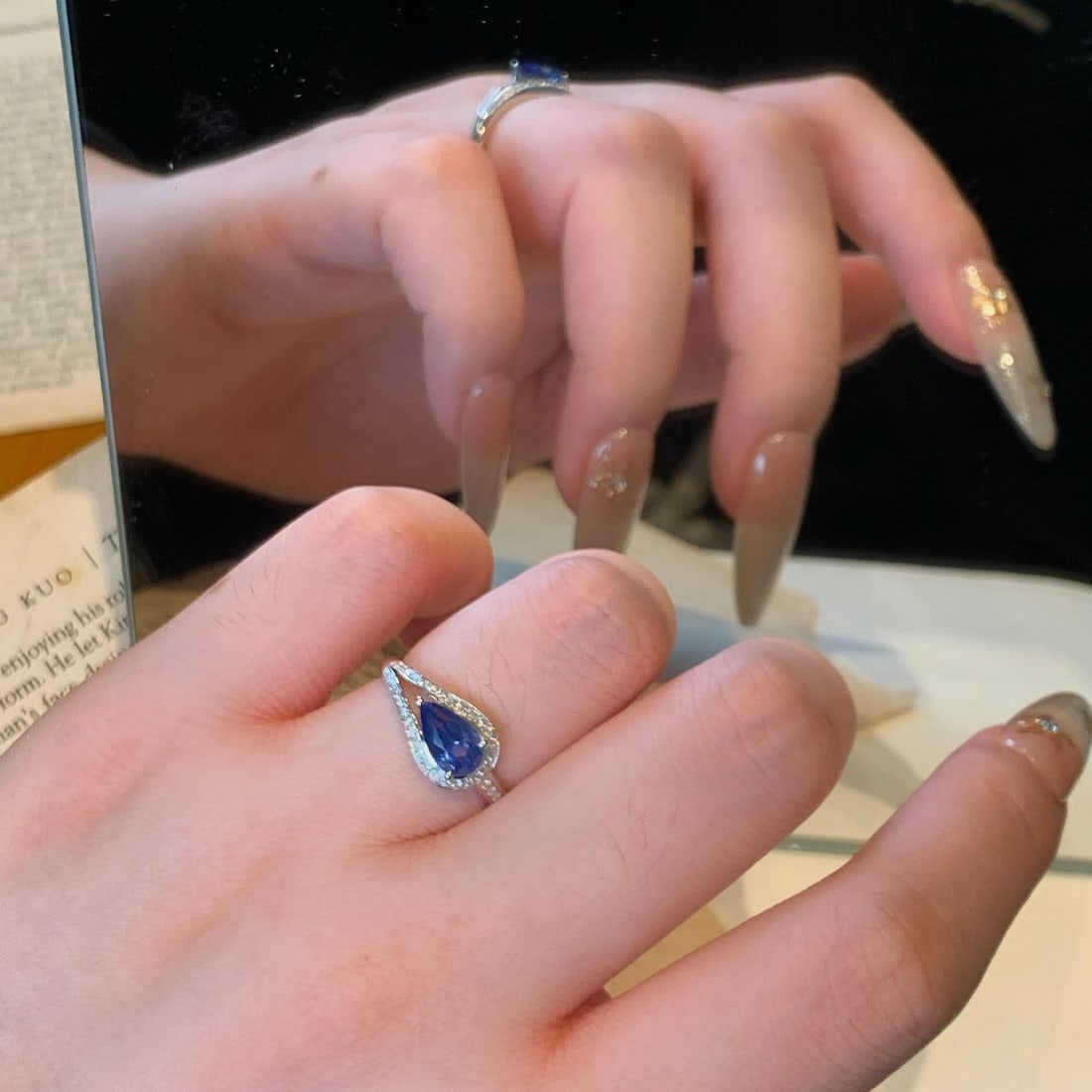 14k Gold 1.47 Ctw Natural Sapphire & Diamond Ring - 7