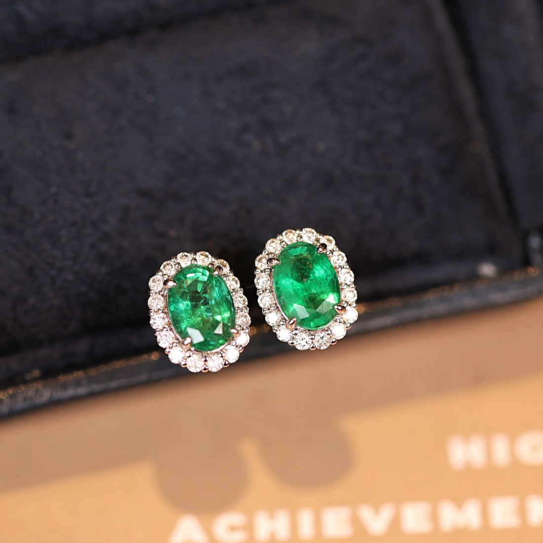 14k Gold 1.96 Ctw Vivid Green Natural Emerald & Diamond Earrings - 2