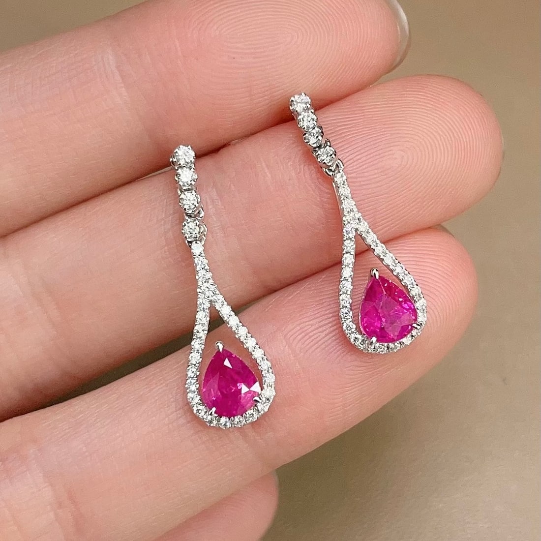 14k Gold 1.64 Ctw Natural Ruby & Diamond Earrings (1 of 5)