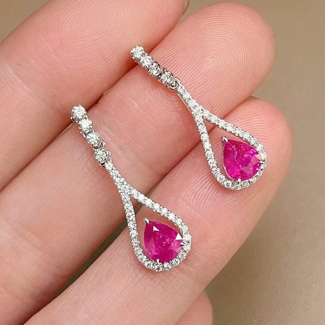 14k Gold 1.64 Ctw Natural Ruby & Diamond Earrings - 2