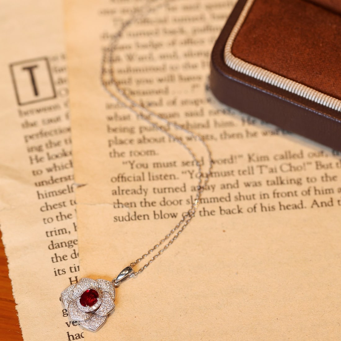 14k Gold 0.83 Ctw Vivid Red Natural Ruby & Diamond Pendant( Without Chain ) - 3