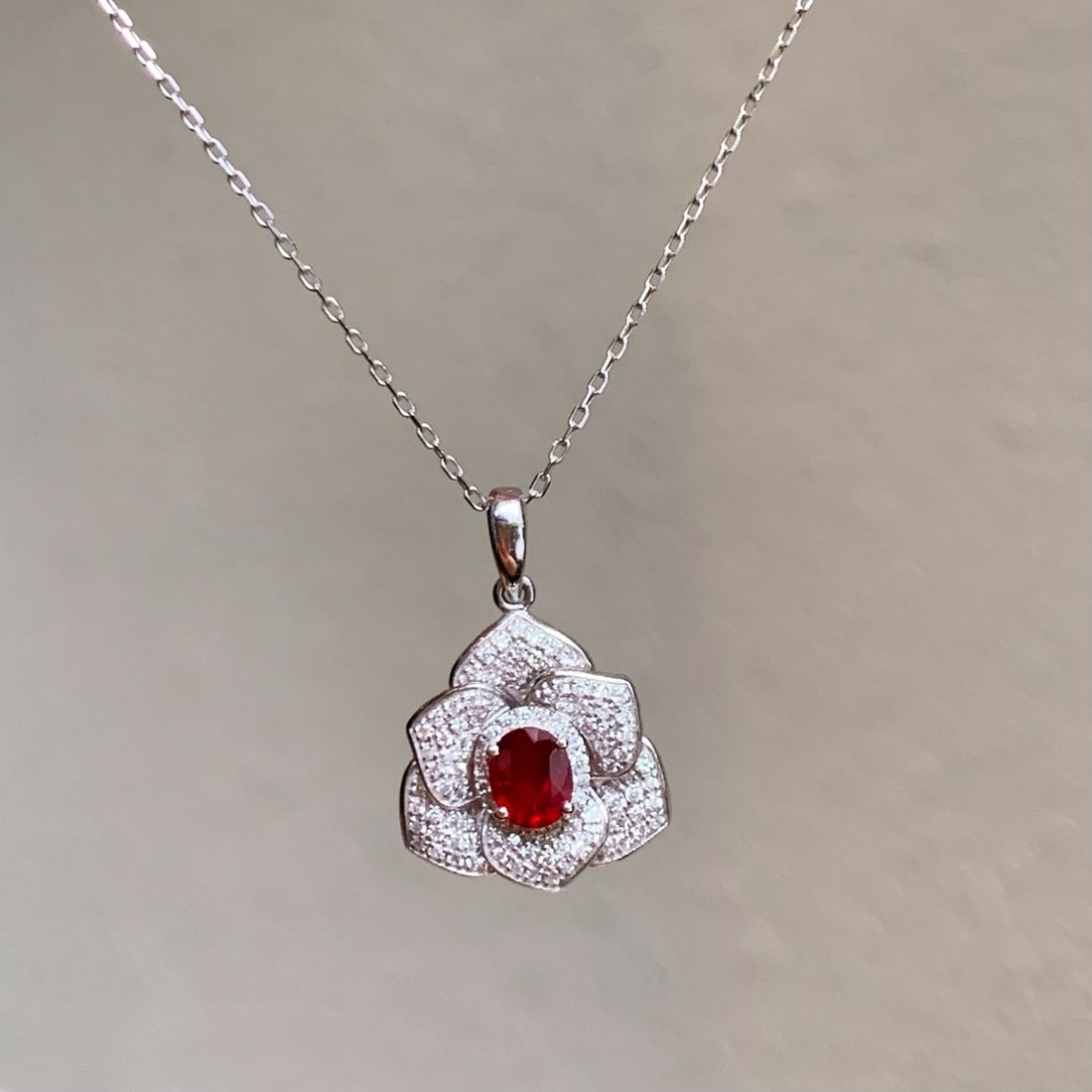 14k Gold 0.83 Ctw Vivid Red Natural Ruby & Diamond Pendant( Without Chain ) - 4