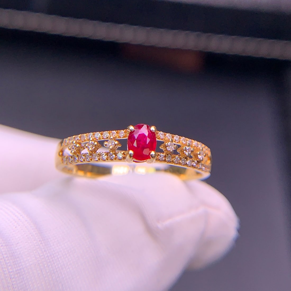14k Gold 0.26 Ct Natural Ruby & Diamond Ring (1 of 10)