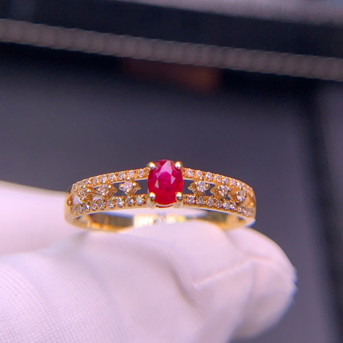 14k Gold 0.26 Ct Natural Ruby & Diamond Ring - 3