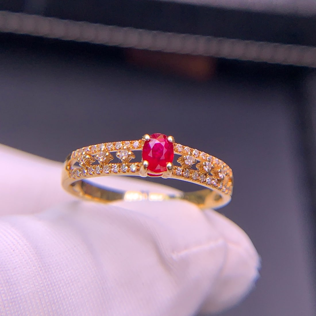 14k Gold 0.26 Ct Natural Ruby & Diamond Ring - 4