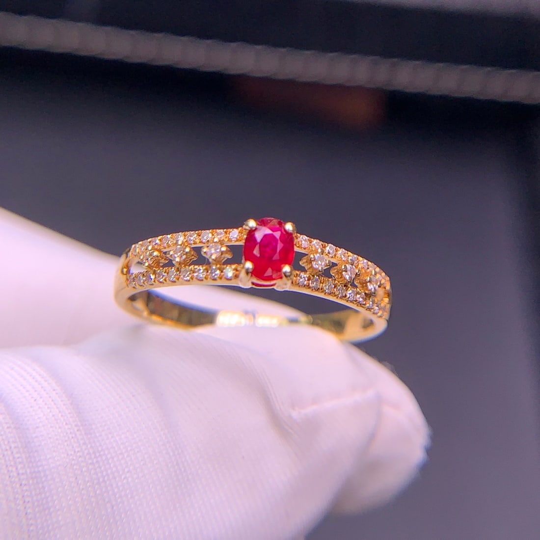 14k Gold 0.26 Ct Natural Ruby & Diamond Ring - 5