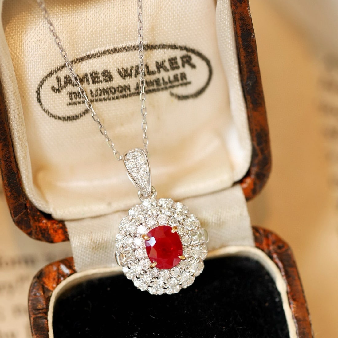 14k Gold 1.92 Ctw Natural Ruby & Diamond Pendant( Without Chain ) - 3