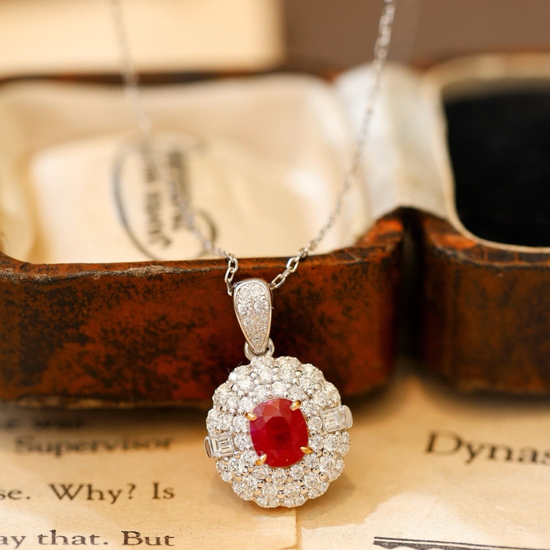 14k Gold 1.92 Ctw Natural Ruby & Diamond Pendant( Without Chain ) - 4