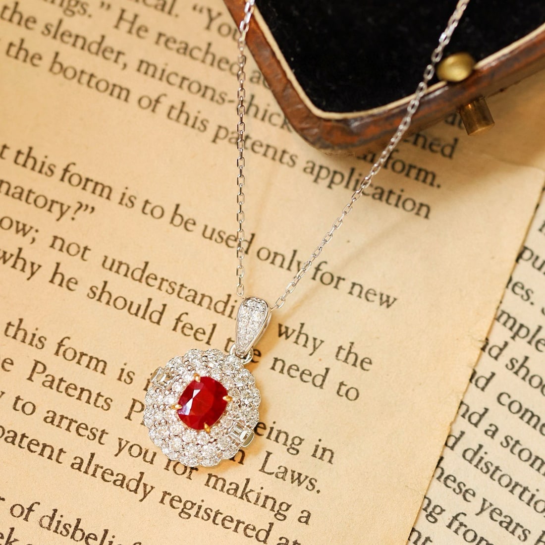 14k Gold 1.92 Ctw Natural Ruby & Diamond Pendant( Without Chain ) - 5