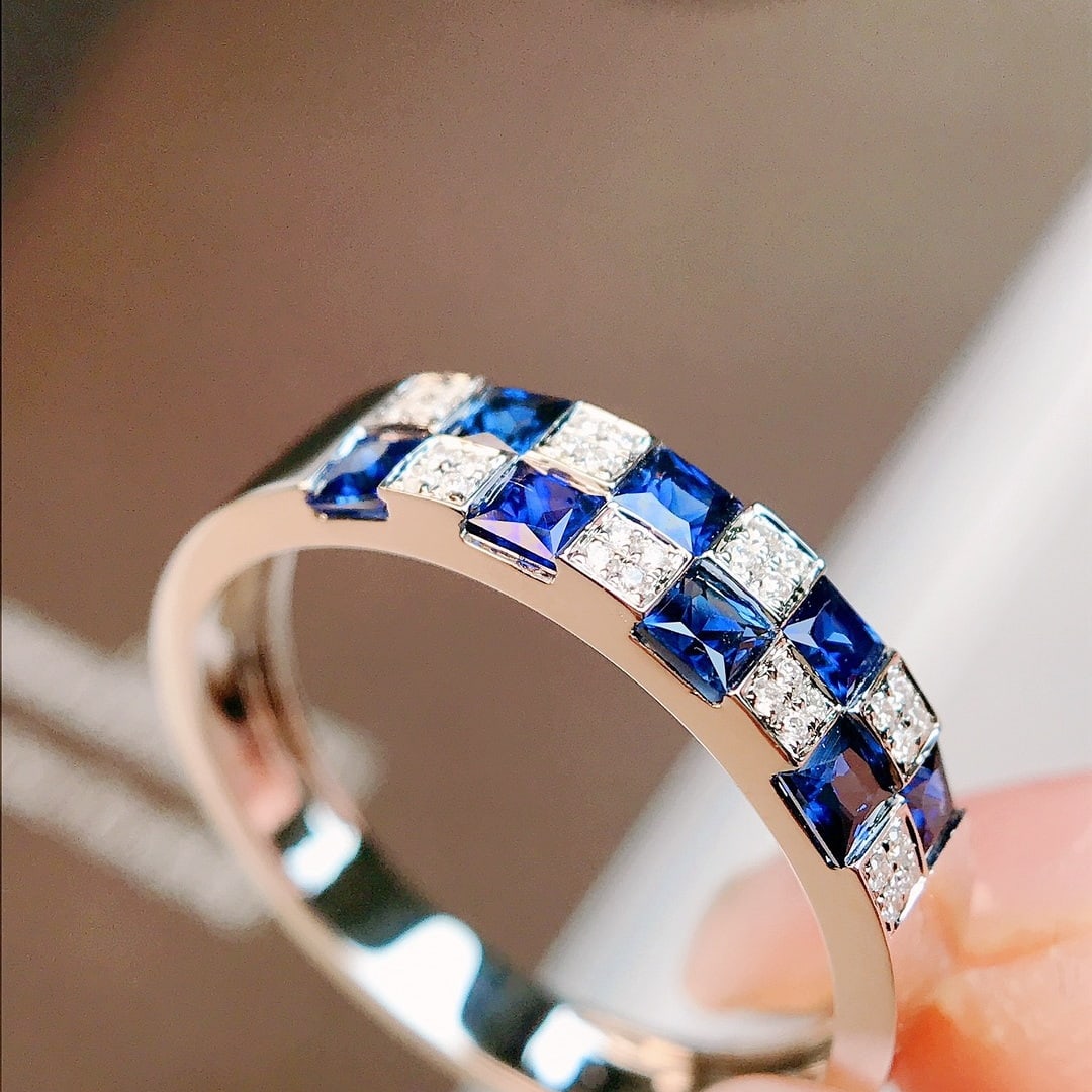 14k Gold 0.71 Ctw Natural Sapphire & Diamond Ring - 3