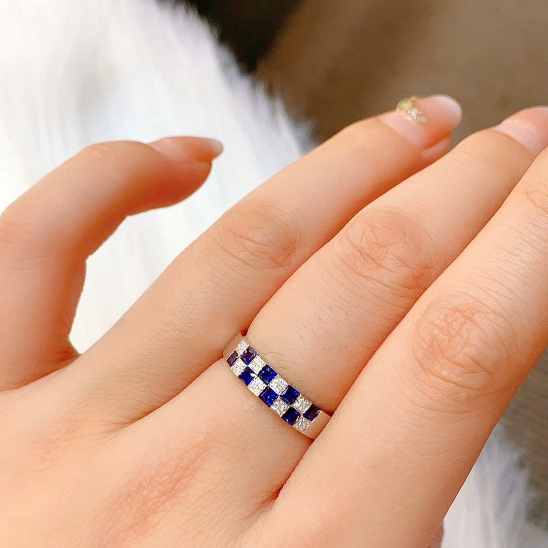 14k Gold 0.71 Ctw Natural Sapphire & Diamond Ring - 4