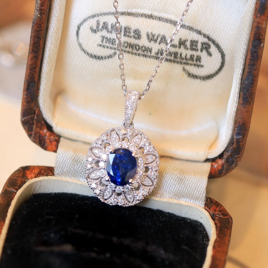 14k Gold 1.03 Ctw Natural Sapphire & Diamond Pendant( Without Chain ) - 4