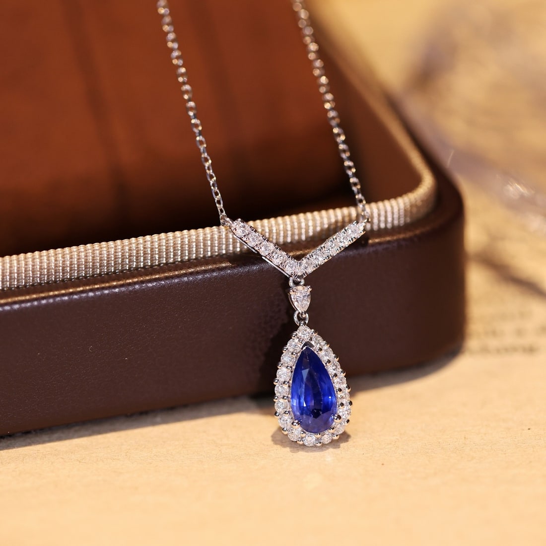 14k Gold 1.48 Ctw Natural Sapphire & Diamond Necklace - 2