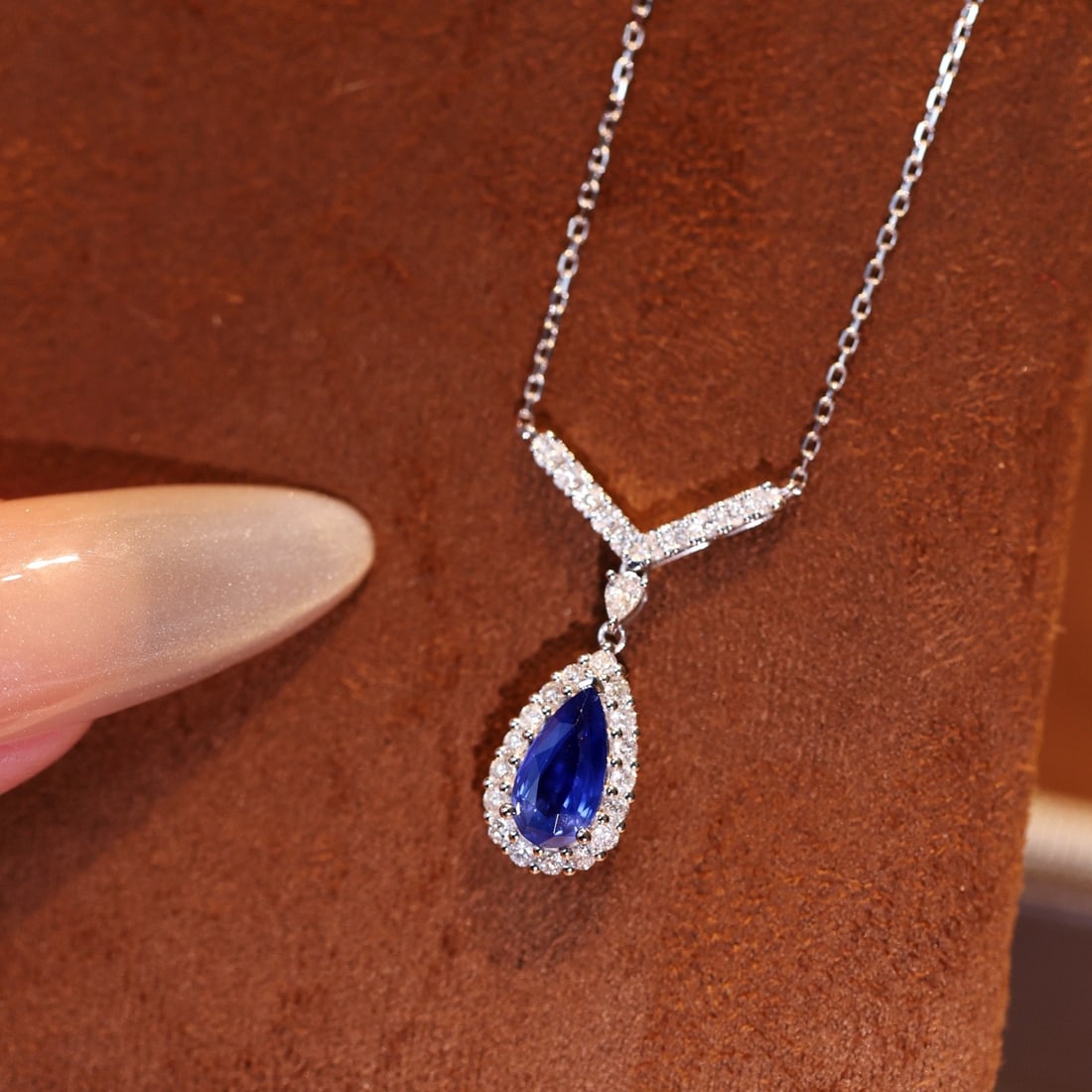 14k Gold 1.48 Ctw Natural Sapphire & Diamond Necklace - 3