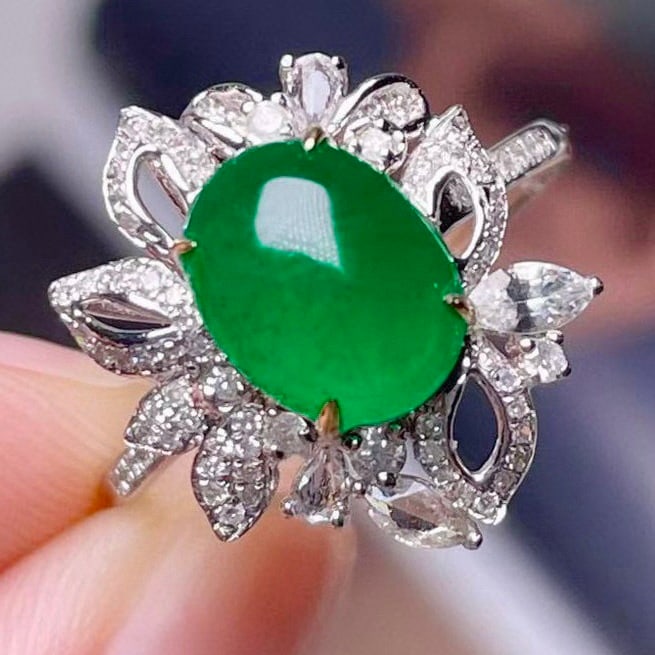 14k Gold 1.95 Ct Natural Emerald & Diamond Ring - 2