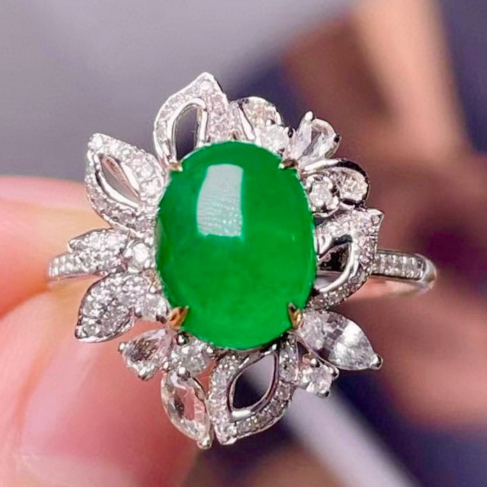 14k Gold 1.95 Ct Natural Emerald & Diamond Ring - 8