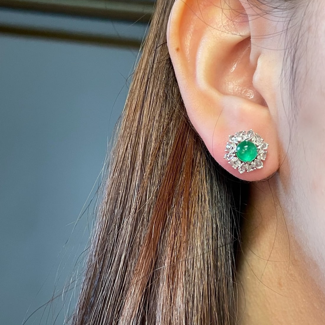 14k Gold 2.15 Ctw Natural Emerald & Diamond Earrings - 5