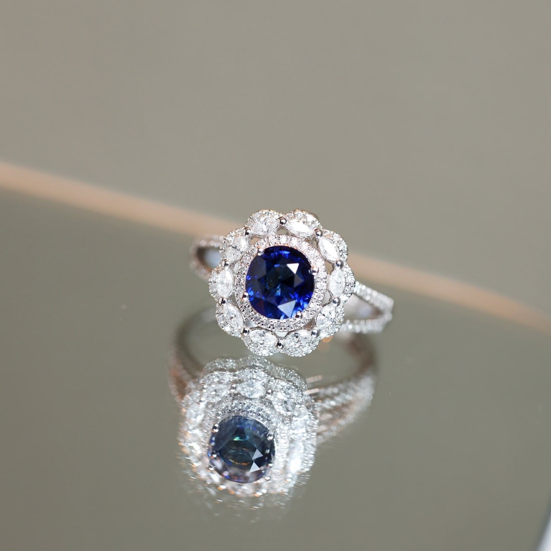 14k Gold 2.57 Ctw Natural Sapphire & Diamond Ring/pendant( Without Chain ) - 3