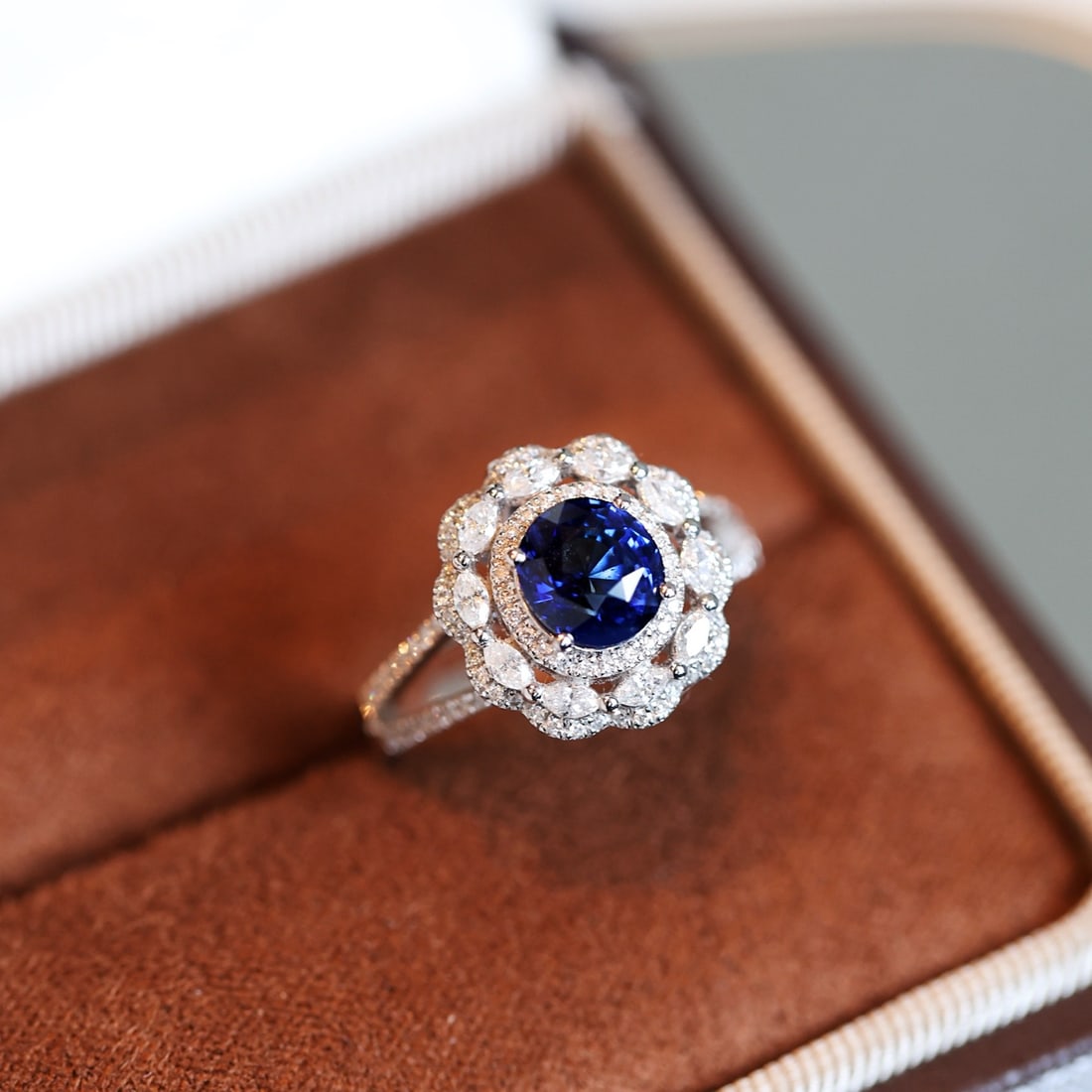 14k Gold 2.57 Ctw Natural Sapphire & Diamond Ring/pendant( Without Chain ) - 4