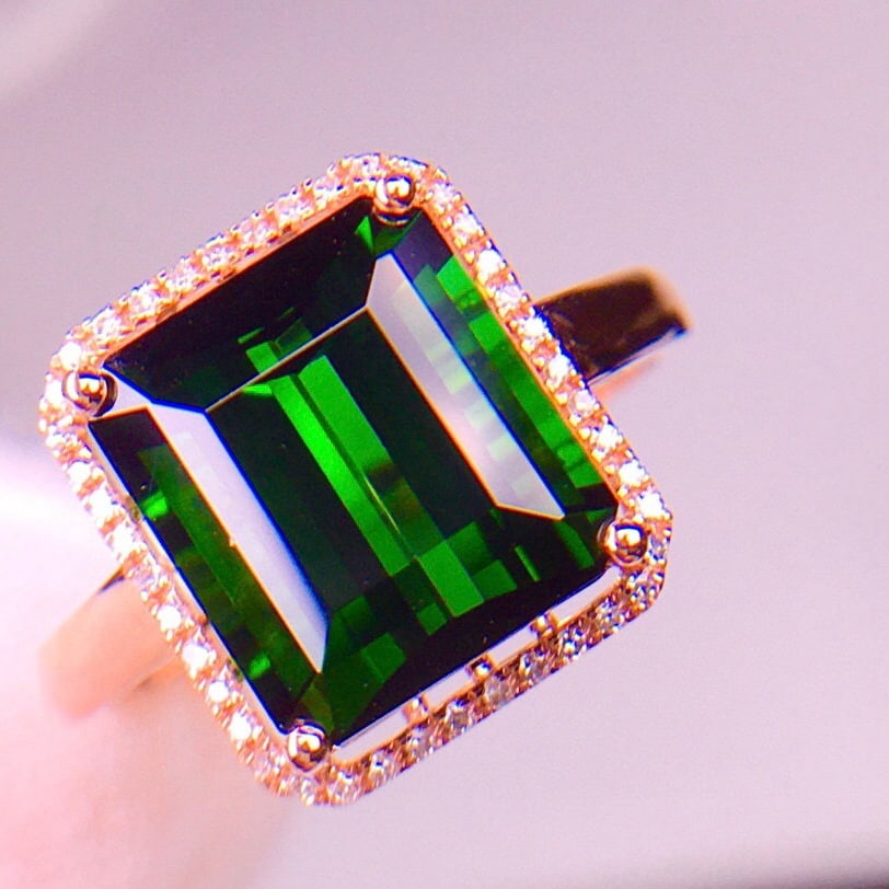 14k Gold 5.8 Ct Natural Tourmaline & Diamond Ring - 4