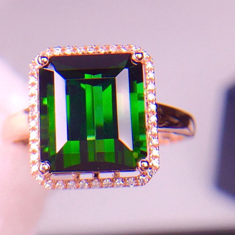 14k Gold 5.8 Ct Natural Tourmaline & Diamond Ring - 6