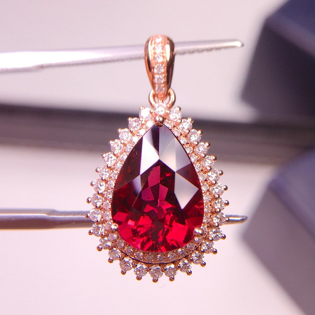 14k Gold 3.92 Ct Natural Tourmaline & Diamond Pendant( Without Chain ) - 3