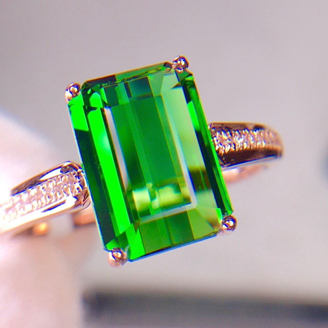 14k Gold 3.92 Ct Natural Tourmaline & Diamond Ring - 2