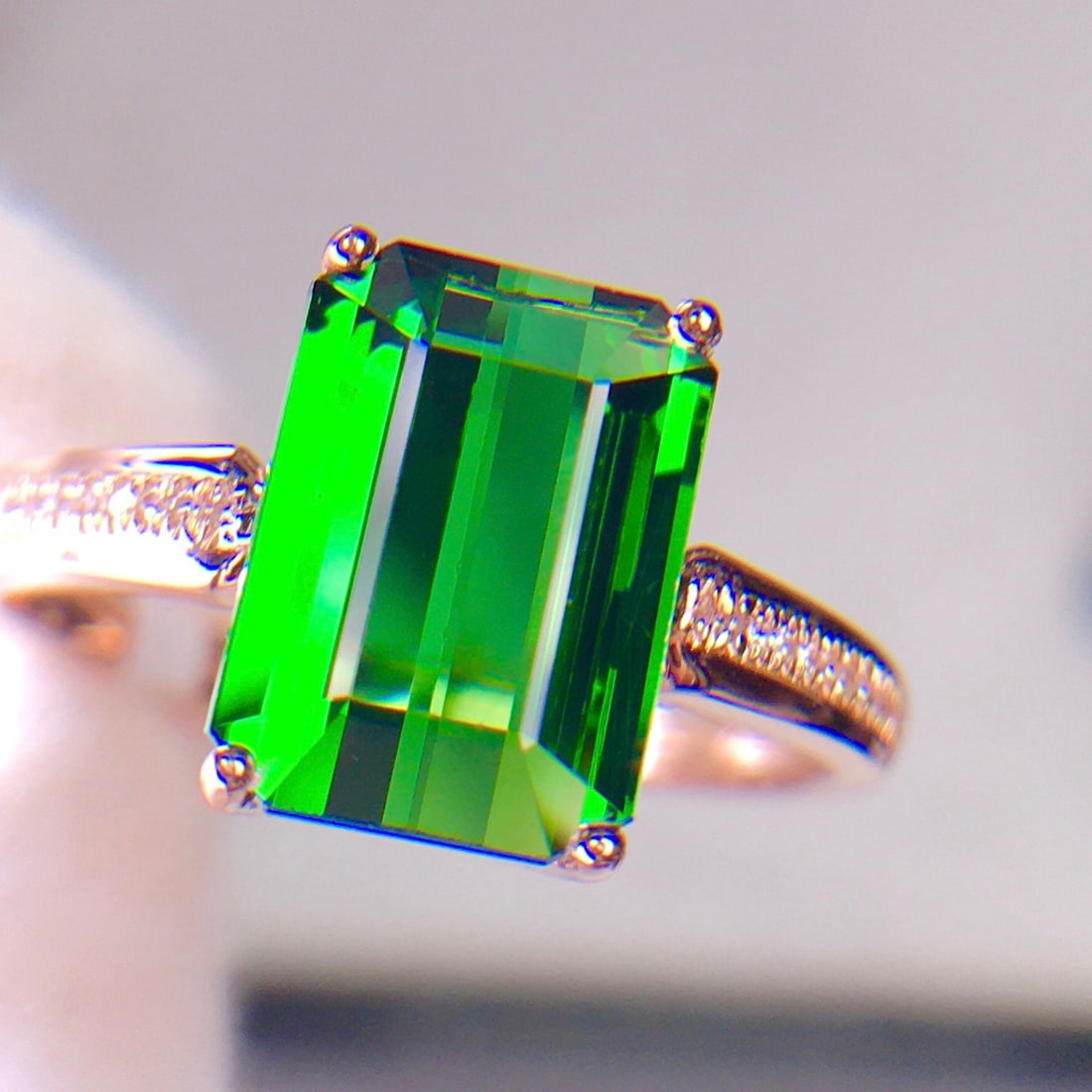 14k Gold 3.92 Ct Natural Tourmaline & Diamond Ring - 3