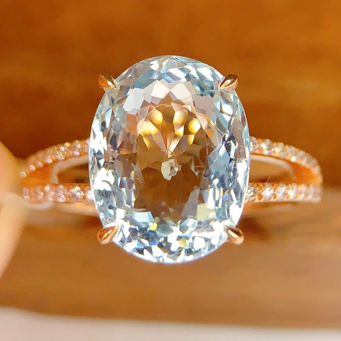 14k Gold 5.07 Ct Natural Aquamarine & Diamond Ring - 3