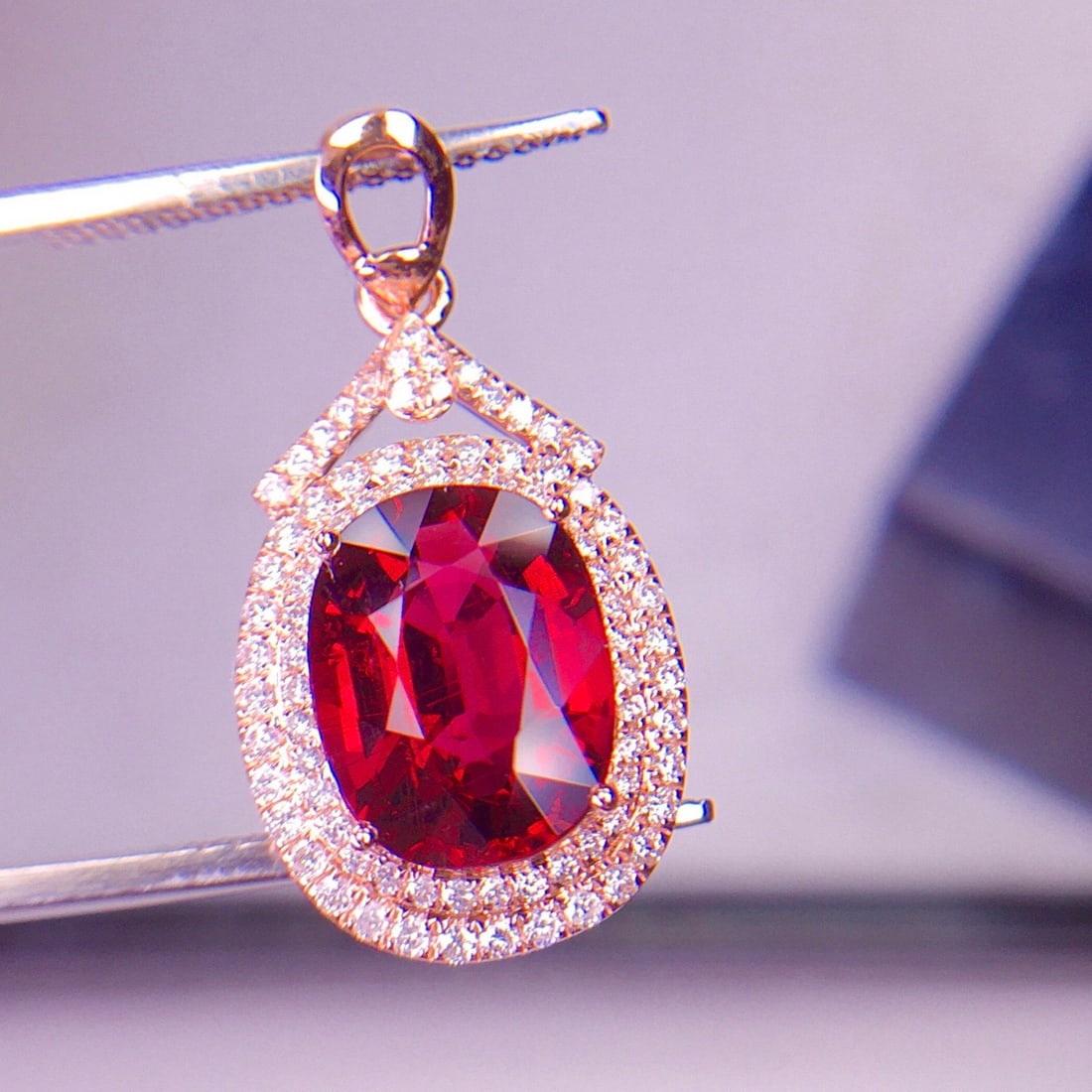 14k Gold 3.65 Ct Natural Tourmaline & Diamond Pendant( Without Chain ) - 3