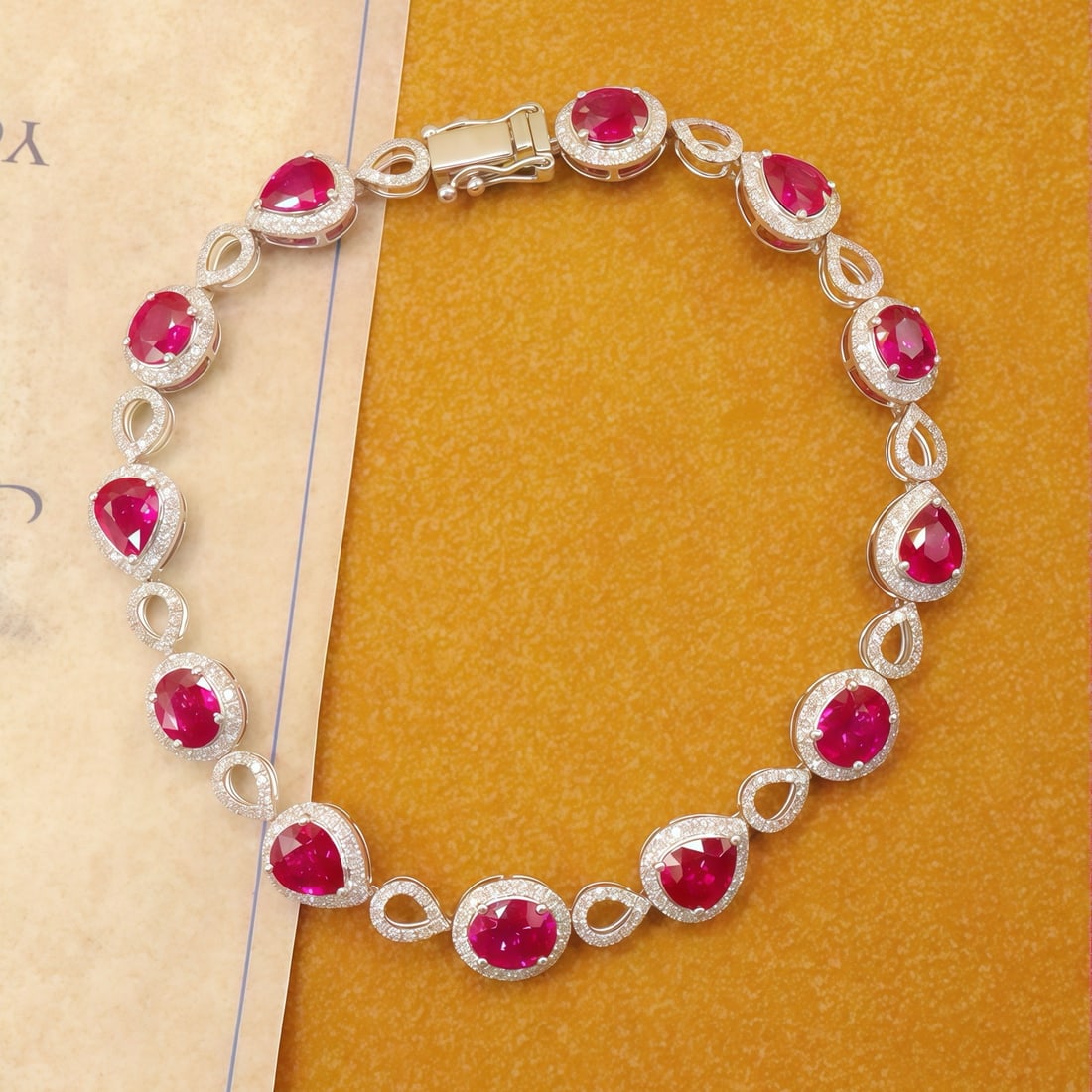 14k Gold 6.43 Ctw Natural Ruby & Diamond Bracelet (1 of 6)
