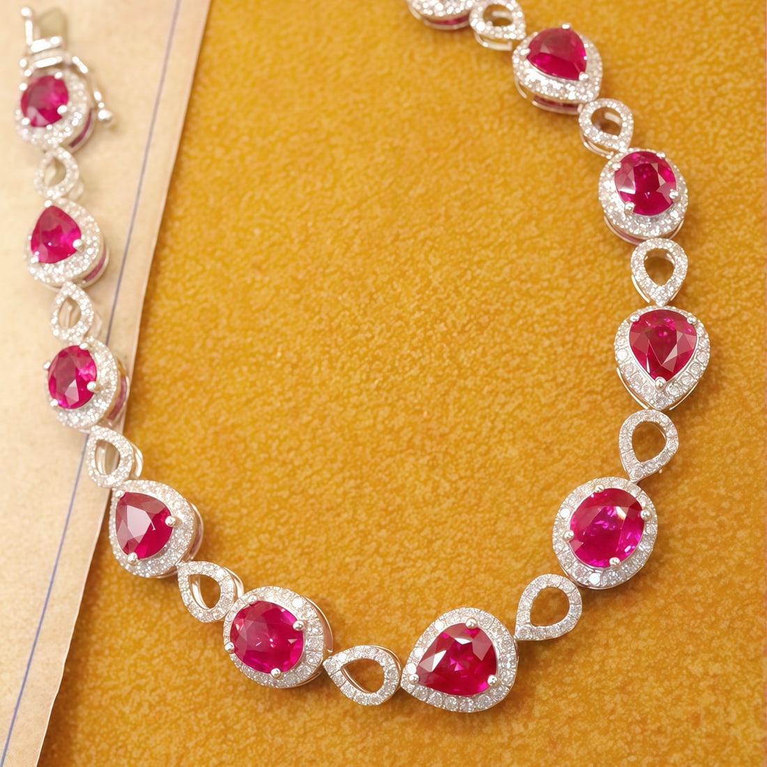 14k Gold 6.43 Ctw Natural Ruby & Diamond Bracelet - 2