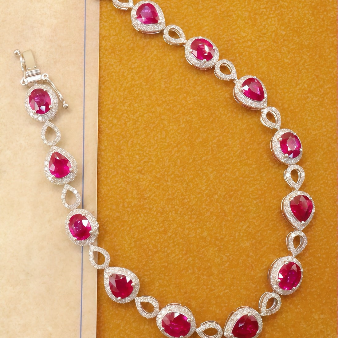 14k Gold 6.43 Ctw Natural Ruby & Diamond Bracelet - 3